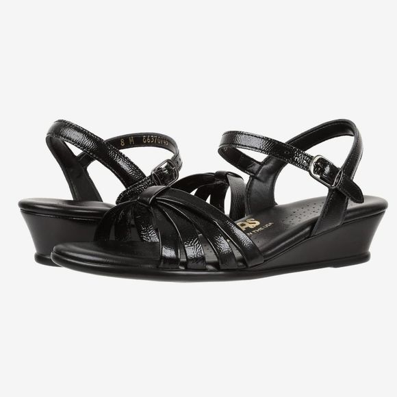 SAS Strappy Patent Leather Wedge Heel Sandals Size 7N - Picture 1 of 7